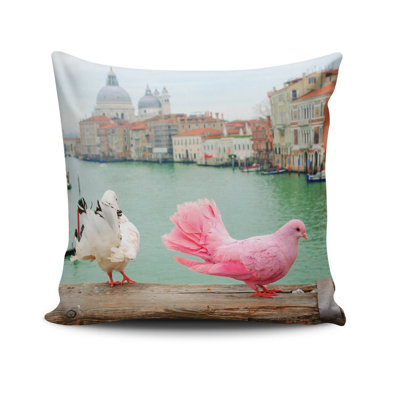Coussin décoratif Cecilya, 17,0 x 17,0 pouces, 50% coton / 50% polyester, lavable à la machine, repassable, rembourrage en silicone, fermeture à glissière dissimulée | Coussin décoratif doux et élégant pour le salon, la chambre à coucher et le bureau