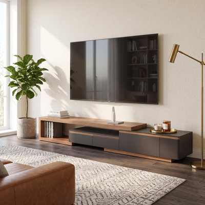 Jaaziah 78.74''-98.42'' Retro Extendable Wood TV Stand With 3 Drawers 1 Storge, Media Console, Fully-Assembled