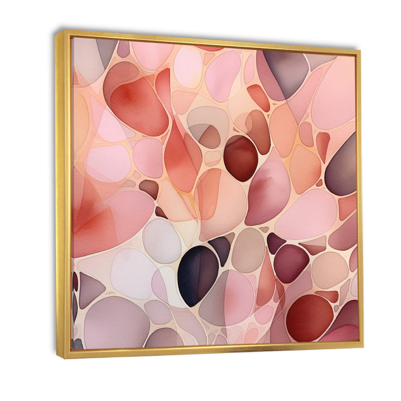 «Nutshell Abstractions», aquarelle abstraite, H 30 po x l 30 po x P 1 po, Cadre flottant doré