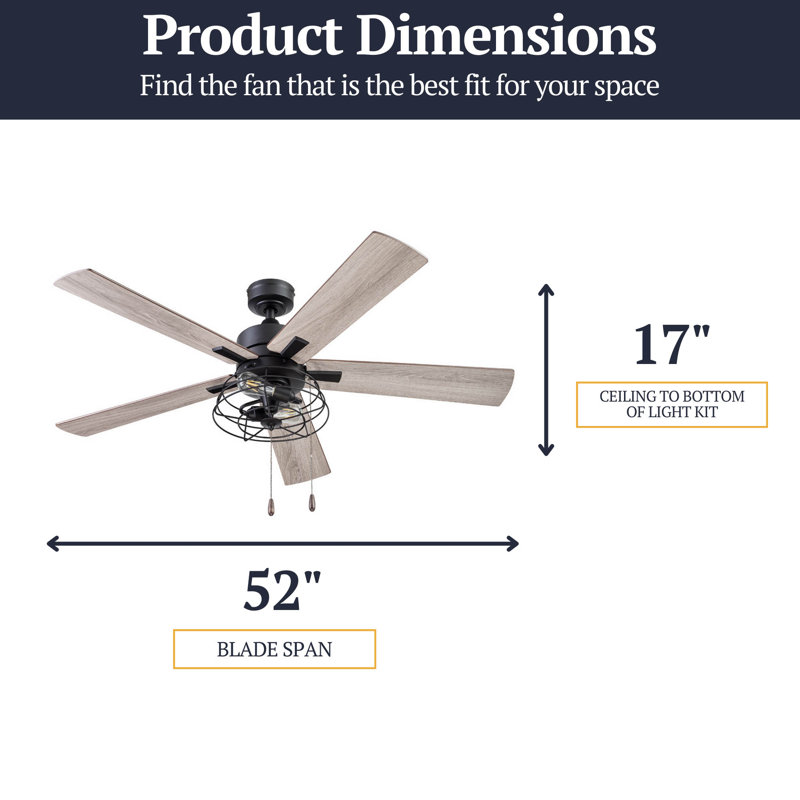 Marshall 52" Ceiling Fan with LED Light, Matte Black