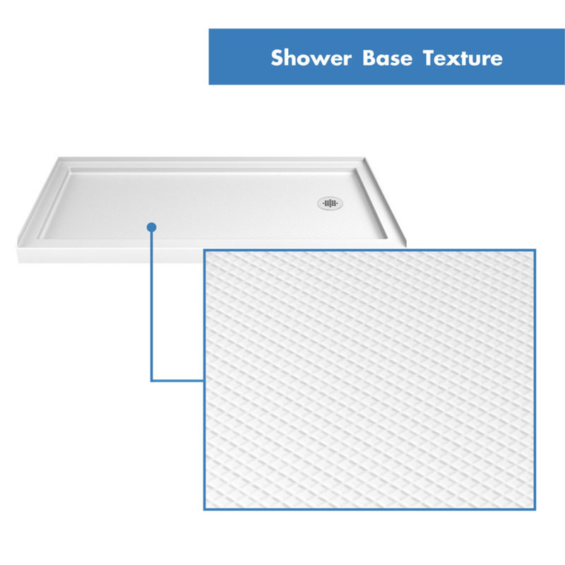 DreamLine SlimLine 32 inch D x 60 inch W x 2 3/4 inch H Right Drain Single Threshold Shower Base in White, Right, White