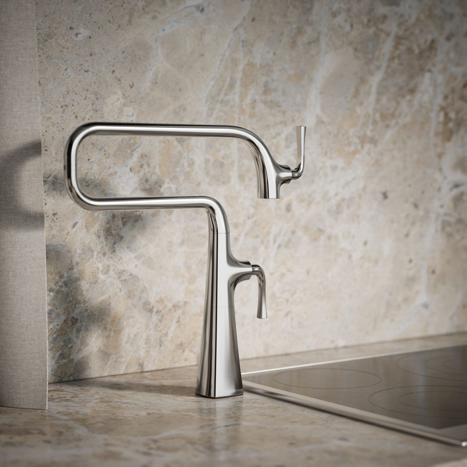 Graze Deck-Mount Pot Filler Faucet, Polished Chrome