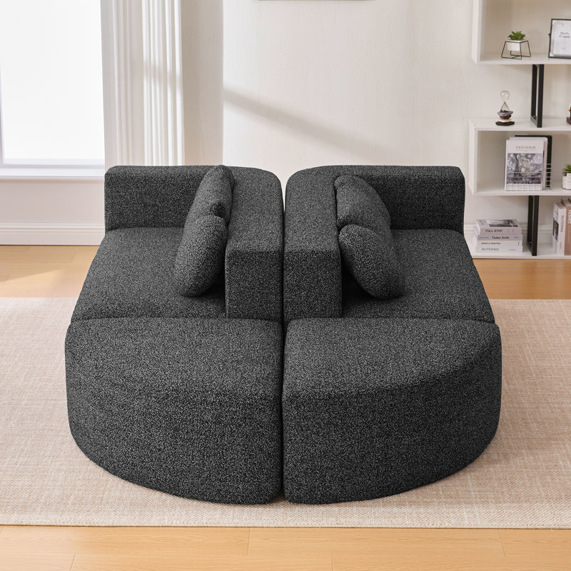 Canapé modulaire 114,9 po Boneless, Noir