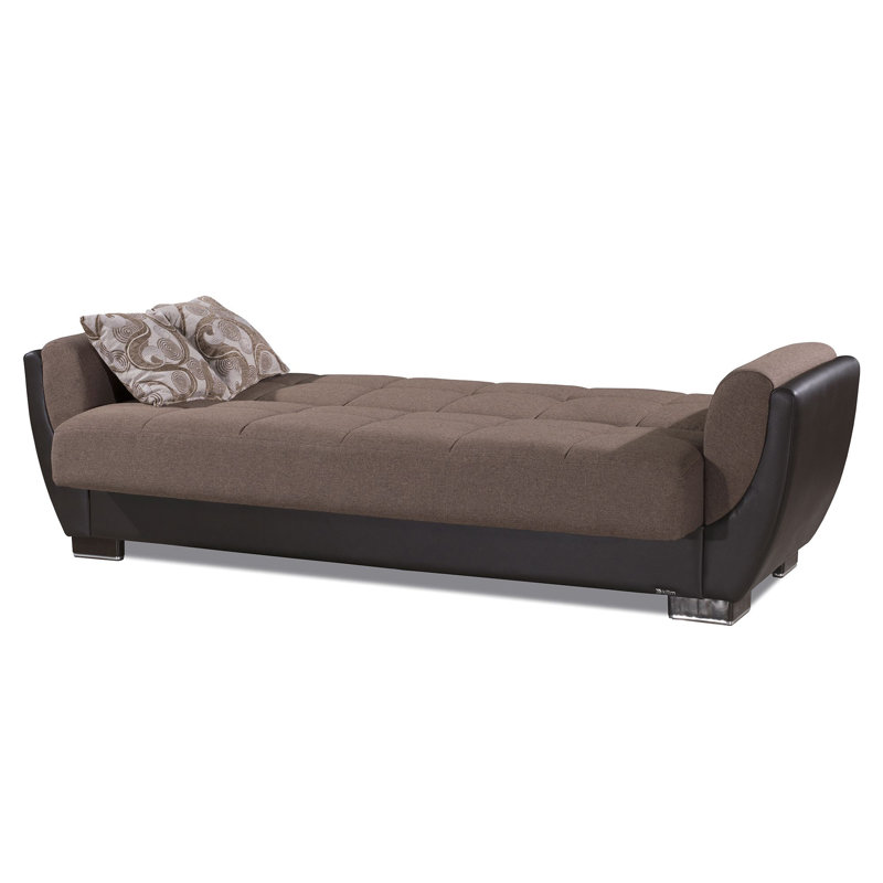Canapé-lit rembourré convertible avec rangement, Marron foncé
