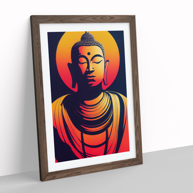 Modern Buddha No.1 Abstract - Framed Print, 46cm H x 34cm W x 2cm D, Walnut