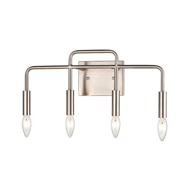 Éclairage pour salle de bain 4 lumières Park Slope 18,5 po - Nickel brossé, H 8,5 po x l 18,5 po x P 5 po, Nickel brossé