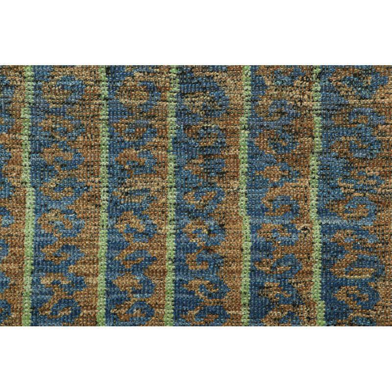 Rug & Kilim’S Tribal Rug In Blue, Green, And Brown Geometric Patterns