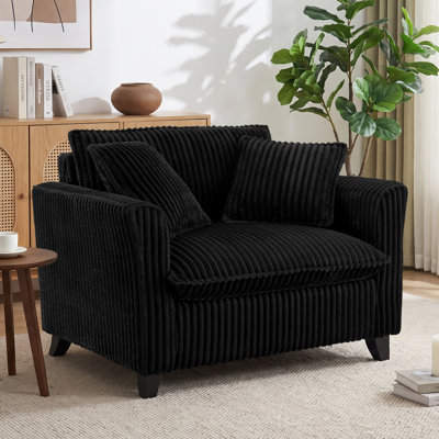 46.5" Single Sofa Chair Corduroy Armchair Oversized Deep Seat Cloud Accent Chair With Pillows