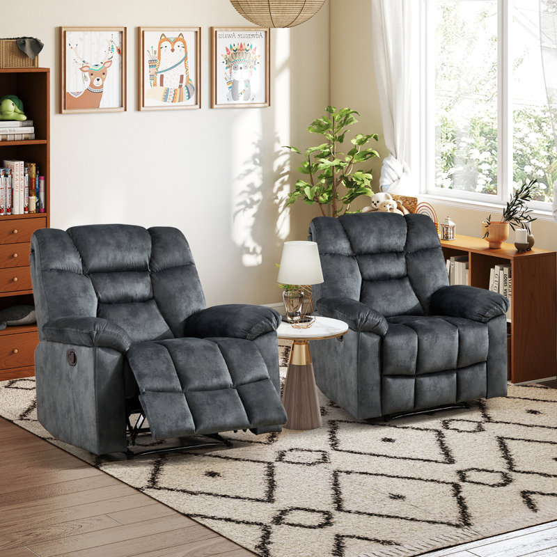 Fauteuil inclinable manuel de 35 po de largeur, moderne, ergonomique et confortable (ensemble de 2), Gris