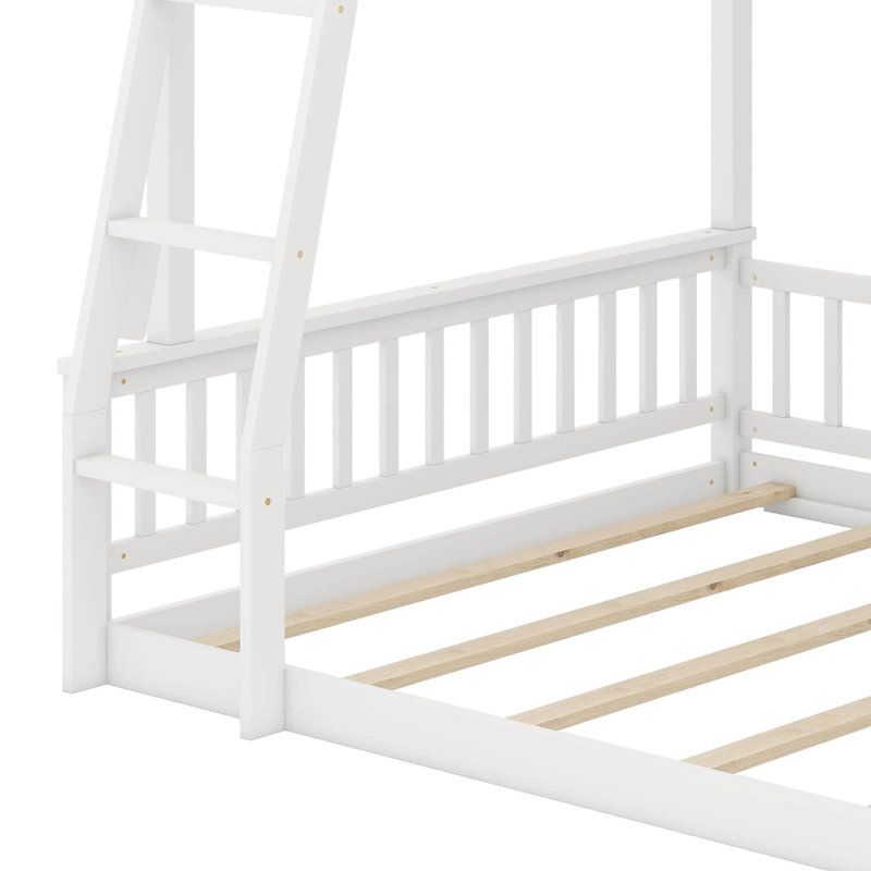 Full XL Over Queen Bunk Bed With Ladder And Guardrails