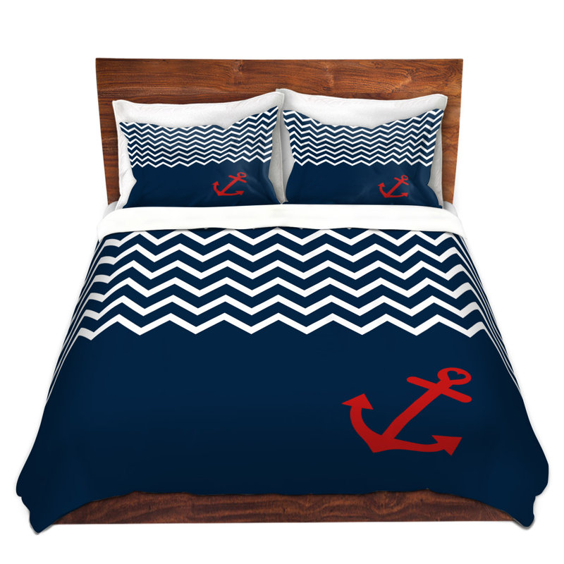 Polyester Chevron / Zig Zag Duvet Cover, 1 Twin Duvet Cover + 1 Standard Sham