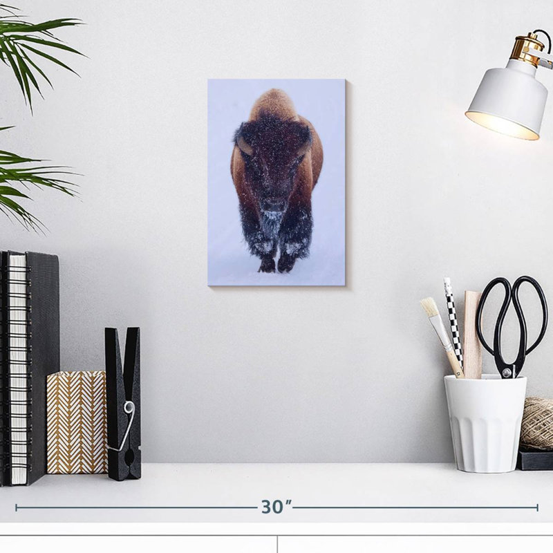 Brampt Bison In Snow, 12" H x 8" W
