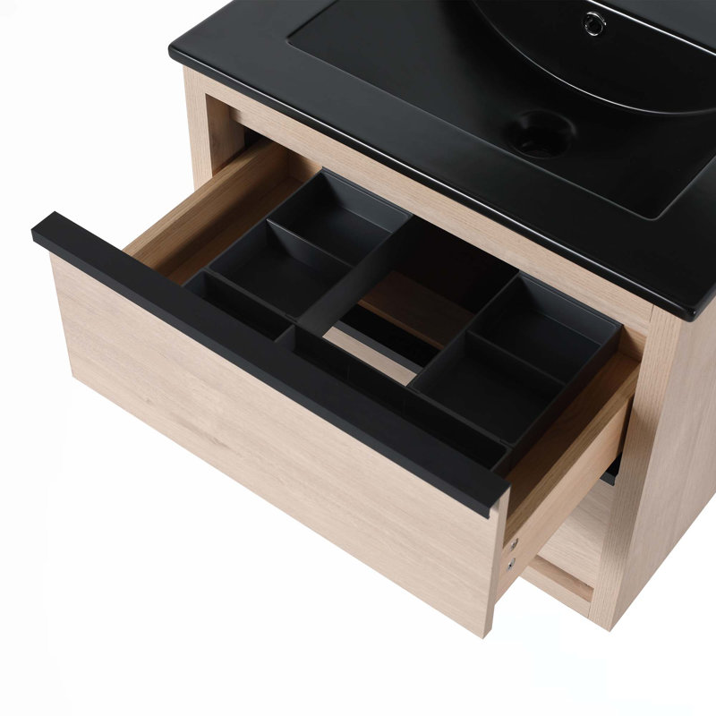 24" Bathroom Vanity Wall Mounted, Black