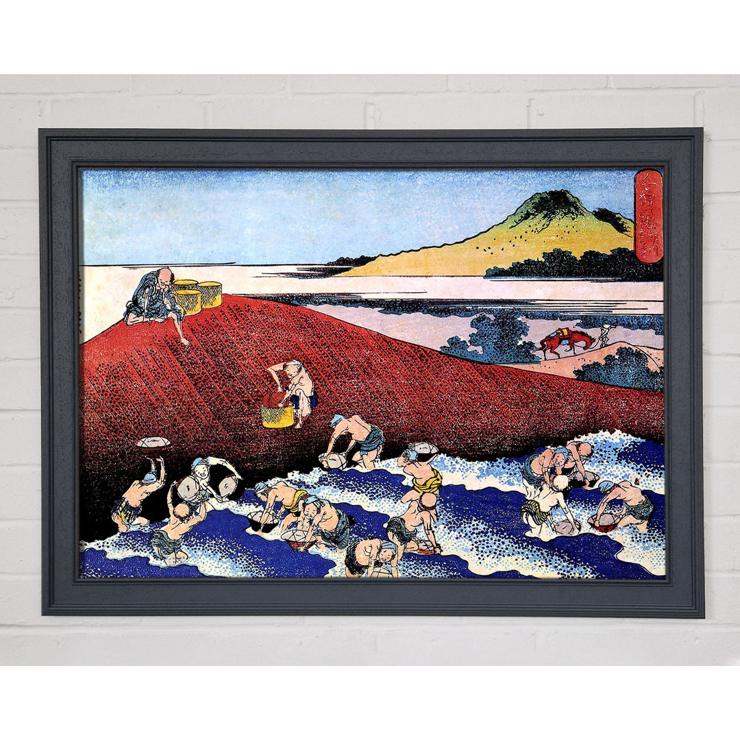 Gerahmtes Leinwandbild Hokusai Ocean Landscape With Fishermen