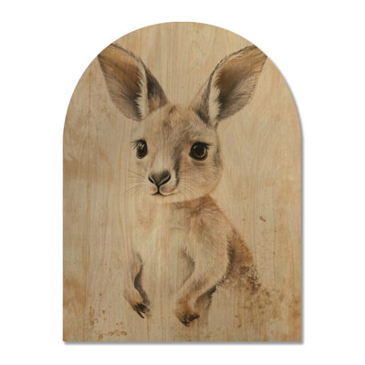 «Kangaroo in a Mother's Pouch II», art mural en bois arqué nature