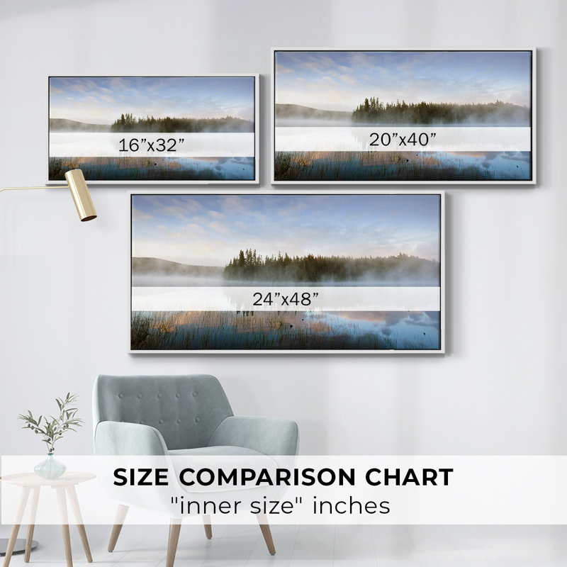 «East Inlet Early Morning», toile tendue avec cadre, prête à accrocher, H 17 po x l 33 po, Blanc