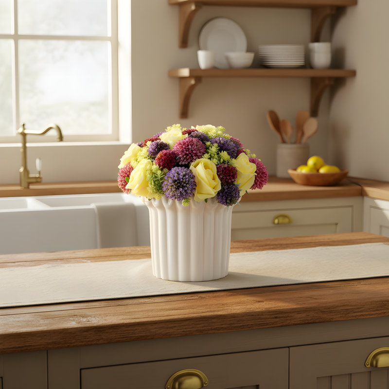 Spring Centerpiece with Roses and Dahlias