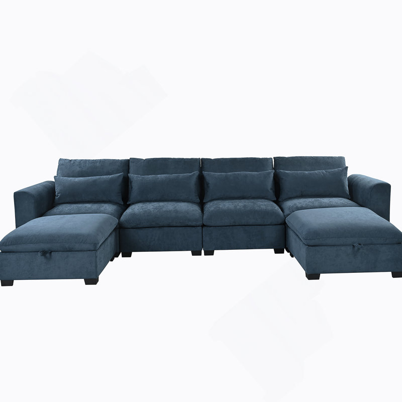 U-Shaped Modular Corner Sofa With 2 Ottomans