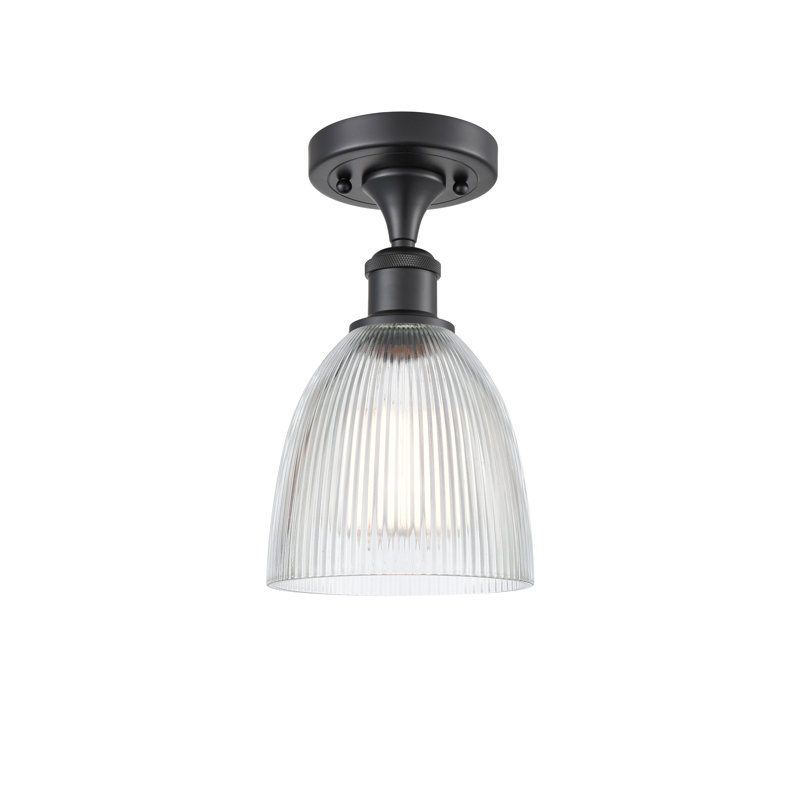 Madelina Glass Semi Flush Mount, No Bulb Included, Clear, Matte Black