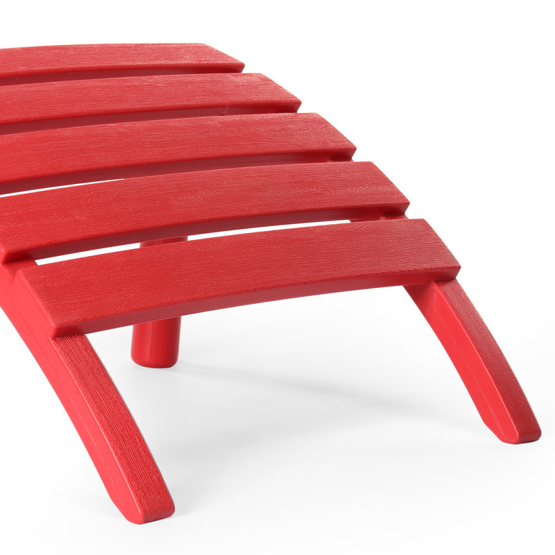 Outdoor Poly Adirondack Chair With Ottoman, Red
