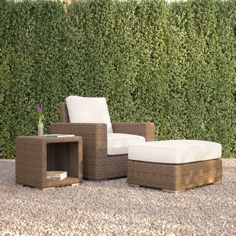 Coronado Outdoor Ottoman, Light Brown, Echo Midnight Sunbrella®