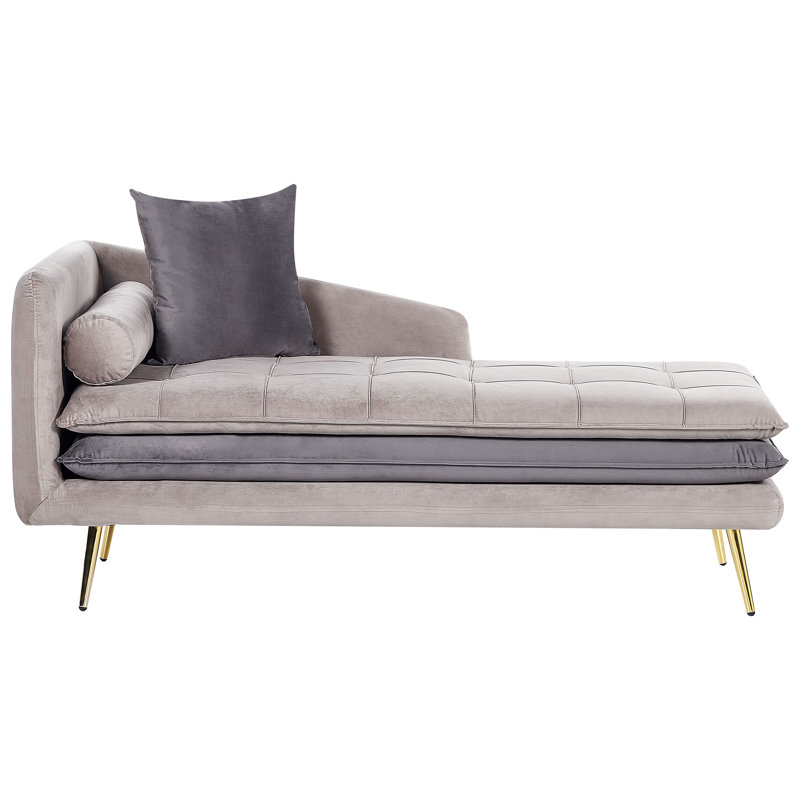 Lisco Velvet Chaise Lounge, Beige