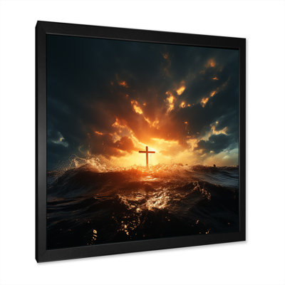 «Heavenly Cross Christian symbolism I - Christianity», reproduction d'art encadrée