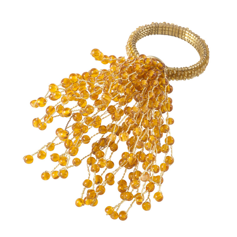 Beaded Design Napkin Ring, Gold