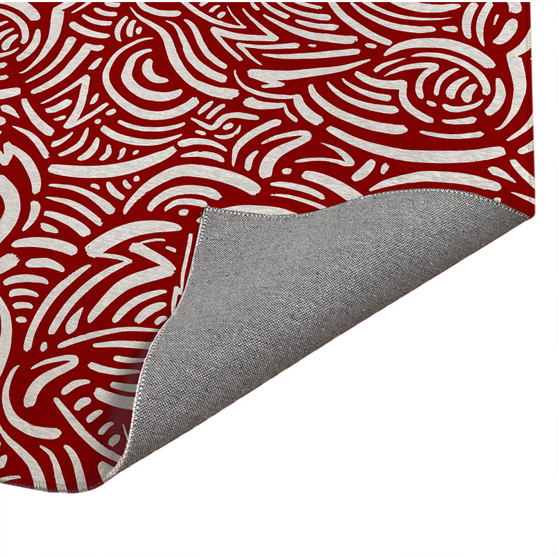 Tapis de cuisine Cozy Swirl, Rectangle 4' x 6', Cranberry Red Geometric