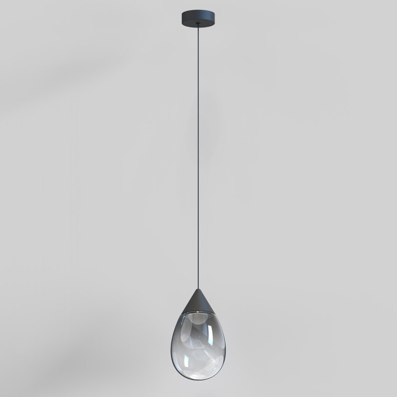 Alheidis 1 - Light LED Teardrop Pendant, Matte Black, Smoke