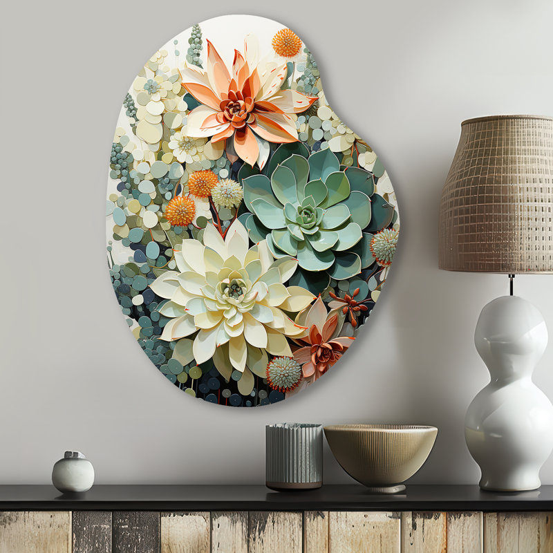 Higden - Succulent poire en forme d'art mural asymétrique en métal, H 30 po x l 22 po