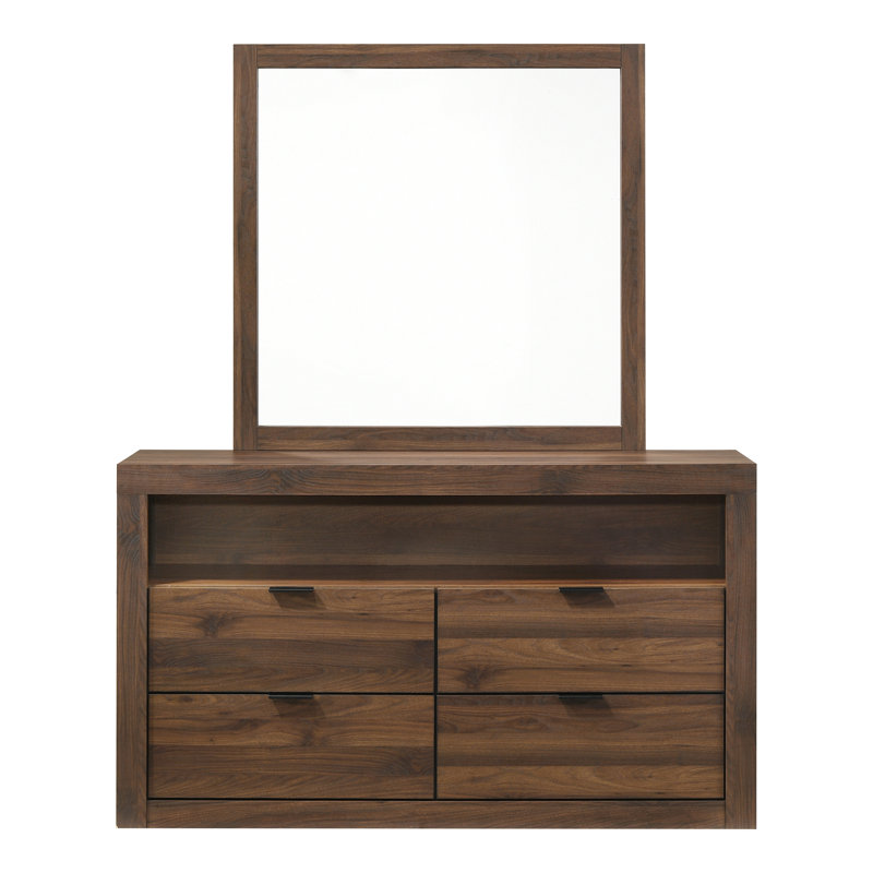 Ensemble commode et miroir 2 pièces Hildebran, Brun