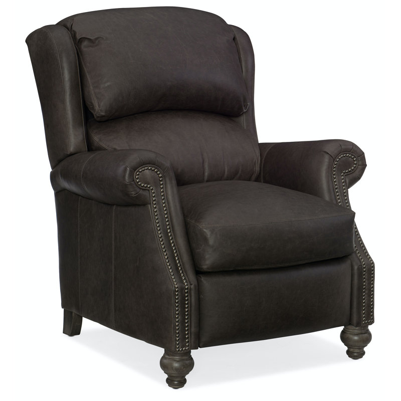 Bancroft Recliner, Pewter, Cobblestone, Anilina Cacao Genuine Leather