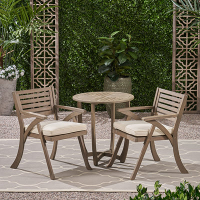Round 2 - Person 28" Long Bistro Set with Cushions by Red Barrel Studio