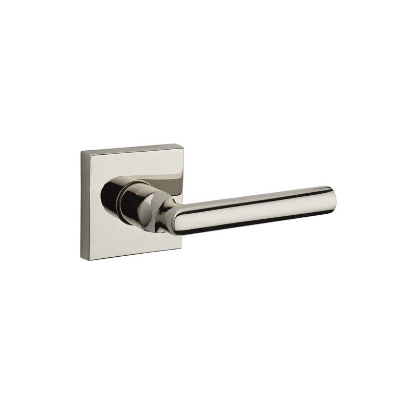 Tube Passage Door Lever with Contemporary Square Rosette, Polished Nickel