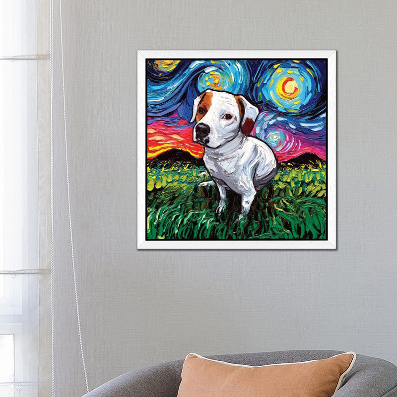 Miss Mickey Night - Painting on Canvas, 66.04 cm H x 66.04 cm W, White Framed