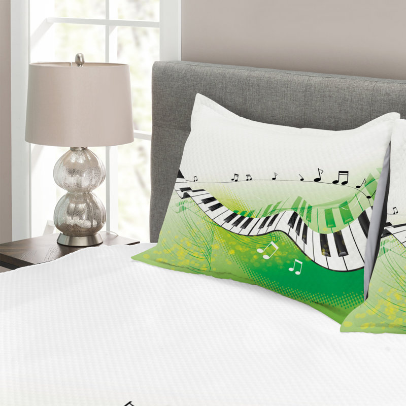Music Bedspread Set with Shams, 220 x 264 cm