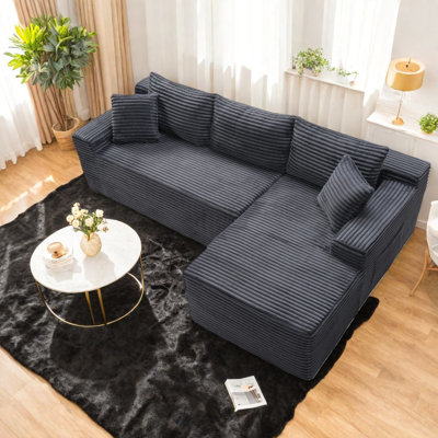 Compression Cloud Sectionals, Corduroy Modern L Shape Sofa For Home