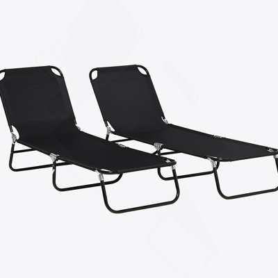 Outsunny 2-Piece Folding Chaise Lounge Chairs, 5-Level Reclining Back For Comfortable Sunbathing And Outdoor Relaxation