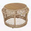 Table d'appoint ronde en bois d'acacia avec structure en corde tissée beige clair, plateau en teck, capacité de 150 lb, aucun assemblage requis, table d'appoint résistante aux intempéries pour le patio et le salon