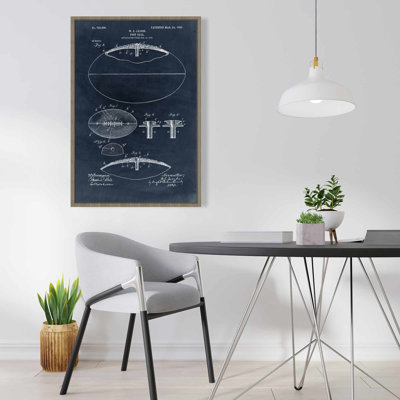 Vintage Framed Canvas | Blue Football Blueprint Home Decor