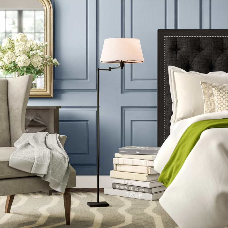 Real Simple Swing Arm Floor Lamp, Matte Black