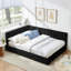 Lit de jour double avec dossier confortable et accoudoirs, velours noir-412789722