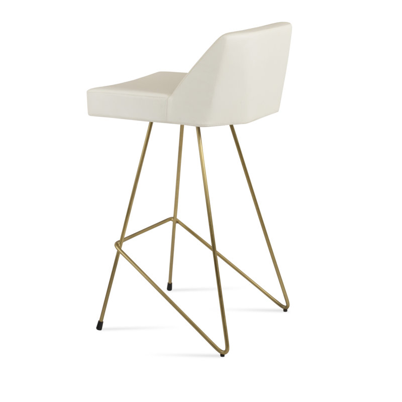 Tabouret de bar et de comptoir Prisma Cattelan, Tabouret de comptoir (siège d'une hauteur de 24 p, Laiton, Blanc