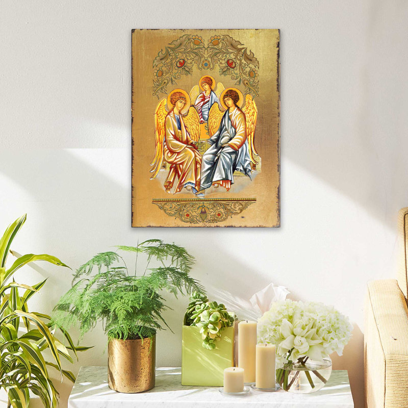 Icon Old Testament Trinity - peinture sur bois, L 9 po x H 12 po