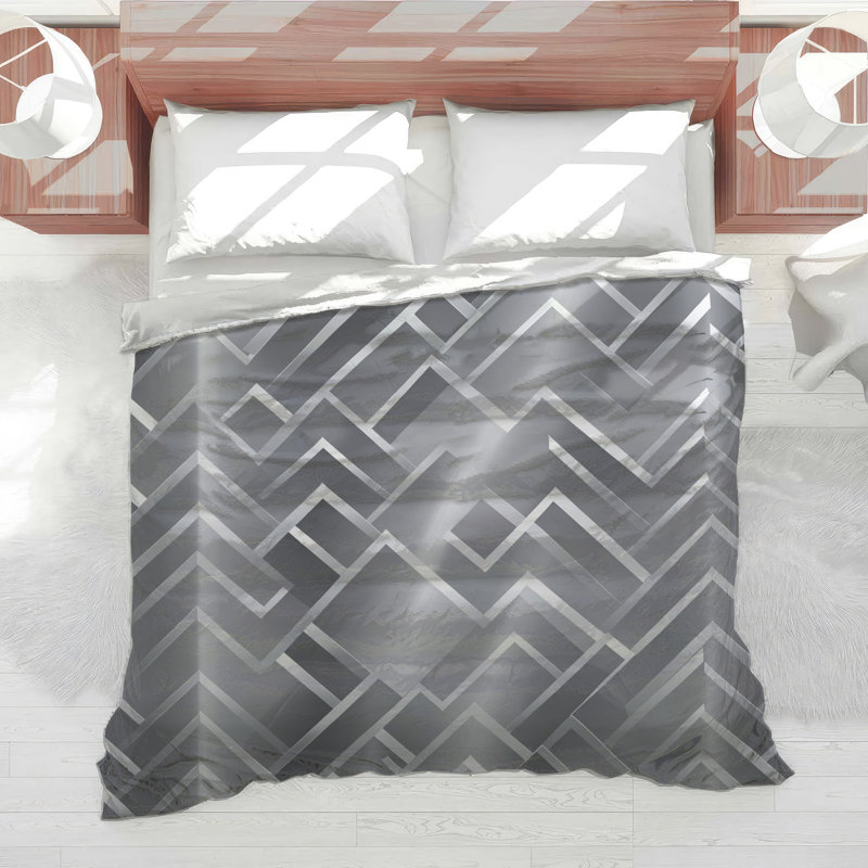 Silver Zigzag Pattern Comforter, Twin Extra Long