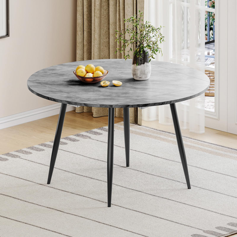Round Metal Base Dining Table, Grey