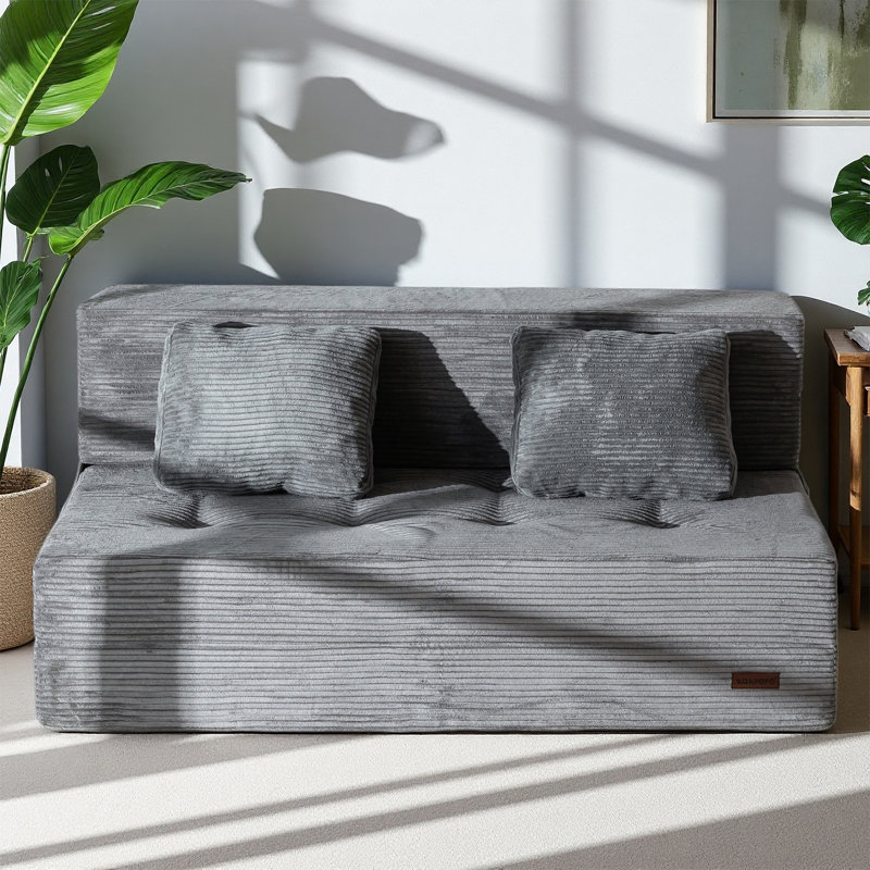 Canapé-lit Boneless, Gris foncé, H 24 po x l 53 po x P 29,5 po