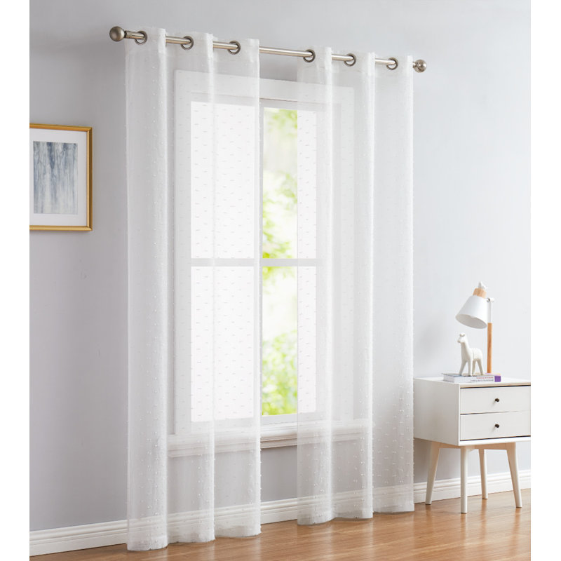 Cessna Sheer Curtain Pair, White, 38" W x 84" L