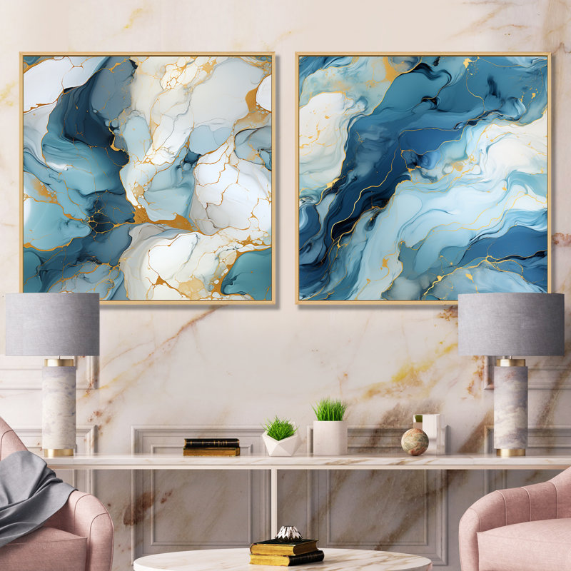 Lichfield - ensemble de 2 reproductions d'art sur toile abstraites, H 36 po x l 73 po x P 1,5 po, Encadrement brun